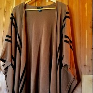 H&M Brown with Black Stripe Open Poncho